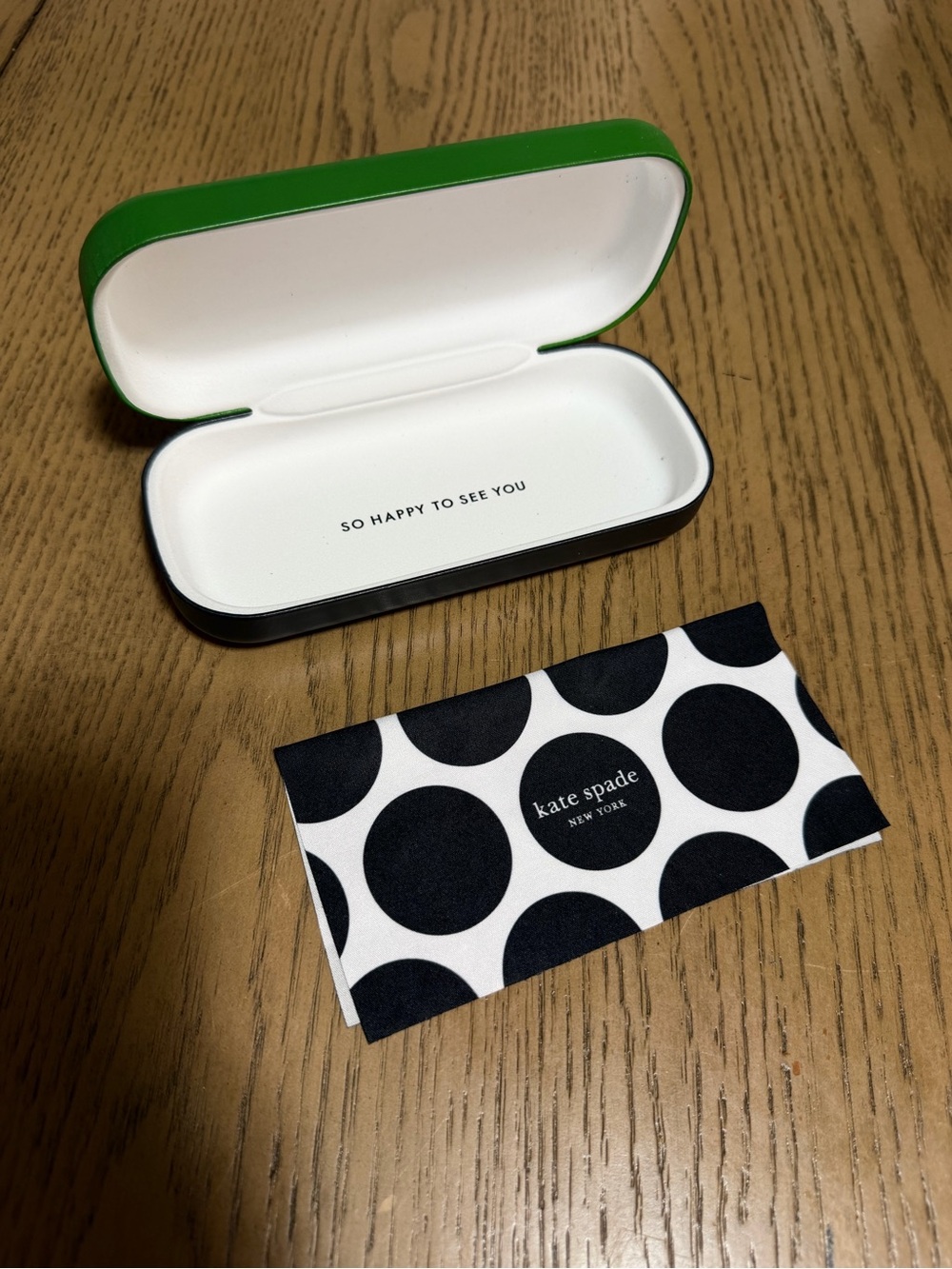 kate spade Green and White Hard Eyewear Case with Polka Dot Cloth